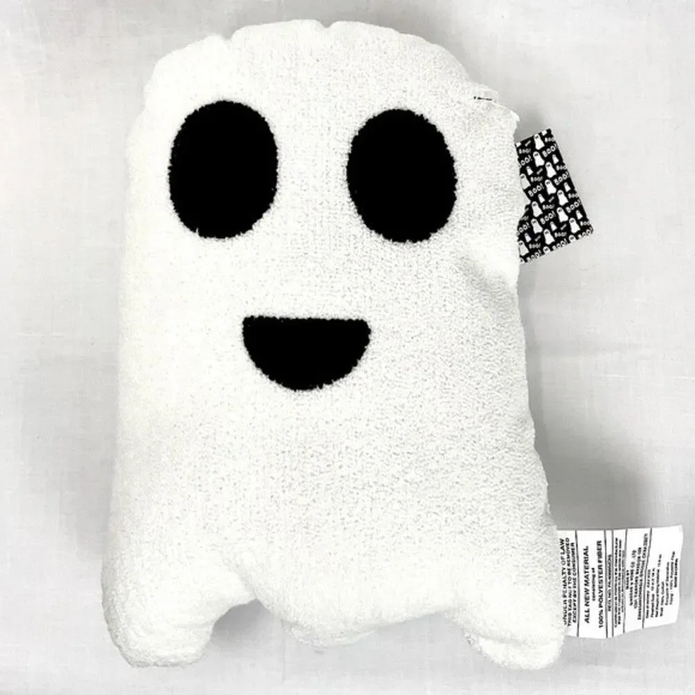 Ghost Shape Halloween Pillow NWT White & Black Textured Pillow